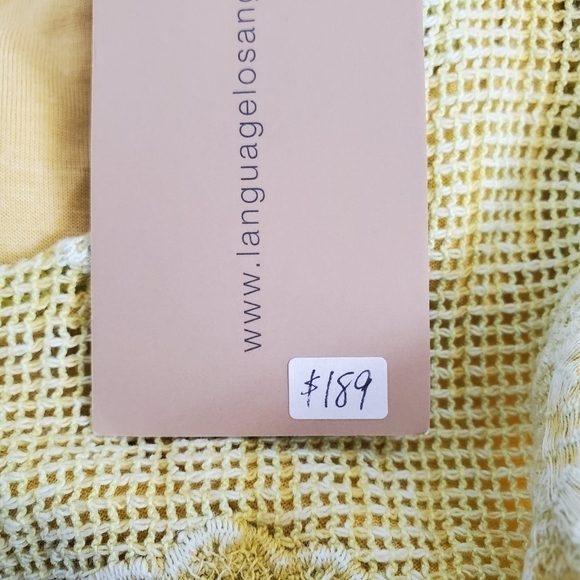 LANGUAGE DRESS SLEEVELESS FRINGE MUSTARD YELLOW EMBROIDERED FLORAL WOMANS ( XL ) - Picture 11 of 15